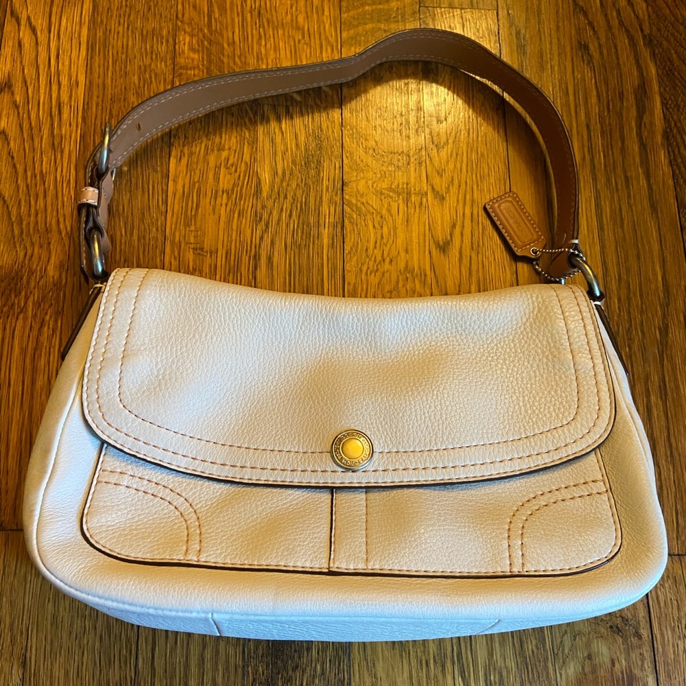 Coach Off White and Peanut Butter Leather Handbag